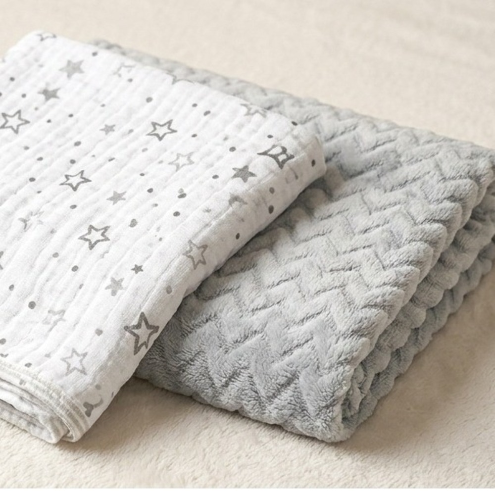 Cloud Island &‎ Amazing Baby Blanket Swaddle Set Kids Grey White Chevron Stars